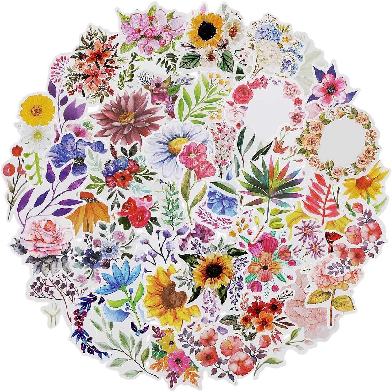 Floral Stickers - 74pcs Aesthetic Laptop & Water Bottle Stickers